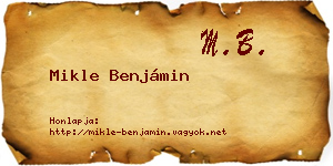 Mikle Benjámin névjegykártya